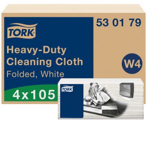 Reinigingsdoek Tork Heavy-Duty W4 multifunctioneel nonwoven 150 vel wit 530179