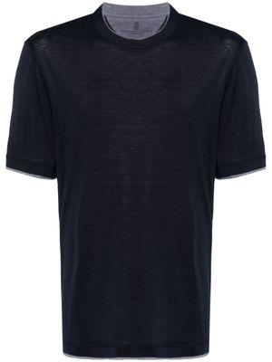 Brunello Cucinelli polo à bords superposés - Bleu