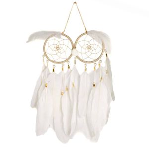Handgemaakte Dromenvanger- Parels & Veren - Uil - Wijsheid (35 cm)
