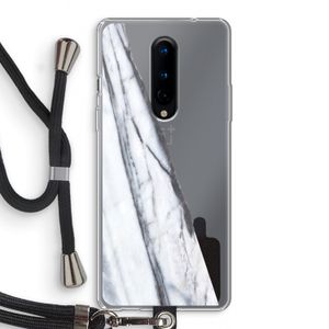 Gestreepte marmer: OnePlus 8 Transparant Hoesje met koord