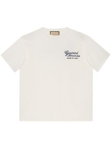 Gucci t-shirt en coton à logo brodé - Blanc