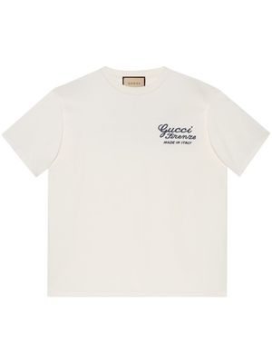 Gucci t-shirt en coton à logo brodé - Blanc Gucci t-shirt en coton à logo brodé - Blanc