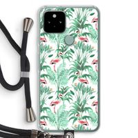 Flamingo bladeren: Pixel 5 Transparant Hoesje met koord