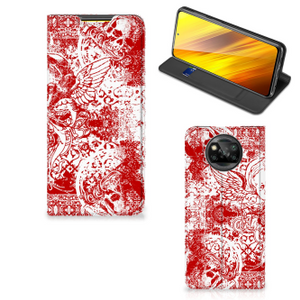 Mobiel BookCase Xiaomi Poco X3 Pro | Poco X3 Angel Skull Rood