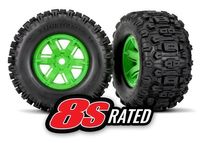 Traxxas - Tires & wheels, assembled, glued (X-Maxx green wheels, Sledgehammer tires, foam inserts) (left & right) (2) (TRX-7774G) - thumbnail