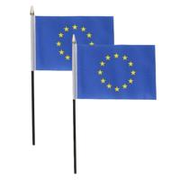 Europa - 2x - mini vlaggetje van 10 x 15 cm op stokje - Landen vlag - H27 cm