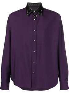 Roberto Cavalli chemise à col en cuir - Violet