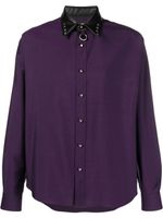 Roberto Cavalli chemise à col en cuir - Violet