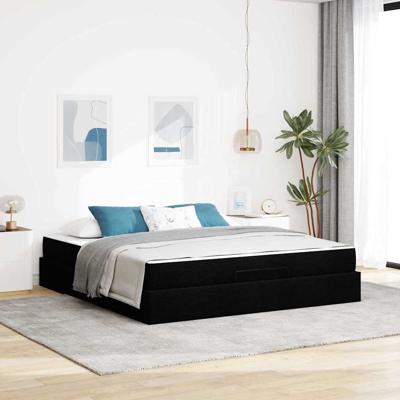 Bedframe met opslag Zwart 180 x 200 cm Stof