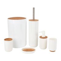 Bamboe badkamer en toiletset 6-delig - Toiletaccessoireset