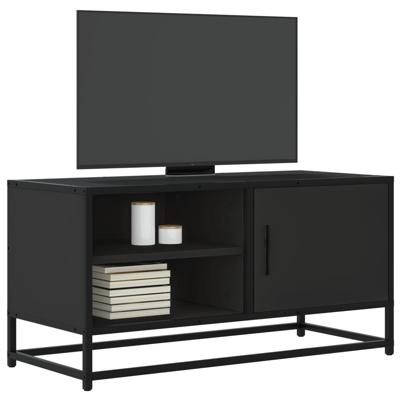 Tv-meubel 80x34,5x40 cm bewerkt hout en metaal zwart