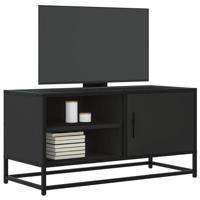 Tv-meubel 80x34,5x40 cm bewerkt hout en metaal zwart