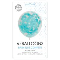 Globos Confetti ballonnen papieren confetti baby blauw 30cm, 6st.
