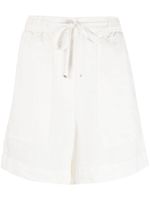 Tommy Hilfiger short en lin à taille haute - Blanc