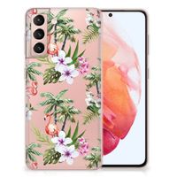 Samsung Galaxy S21 TPU Hoesje Flamingo Palms - thumbnail