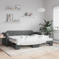 Slaapbank met onderschuifbed 80x200 cm stof donkergrijs