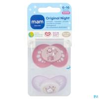 Mam Original Night Fopspeen 6-16m Pink 2 Stuks Mam Original Night Fopspeen 6-16m Pink 2 Stuks