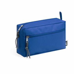 Toilettas/make-up tas Travel - gerecycled polyester - blauw - 21 x 13 x 8 cm