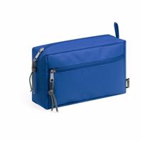 Toilettas/make-up tas Travel - gerecycled polyester - blauw - 21 x 13 x 8 cm