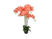 Orchidee kunstplant 6-tak 88 cm, oranje - Buitengewoon de boet