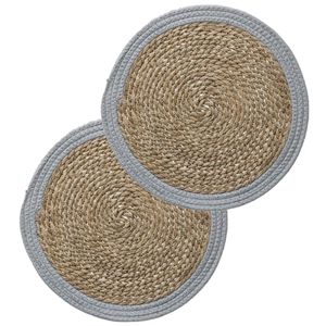 Set van 10x stuks placemats zeegras grijs 39 cm