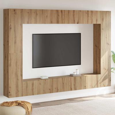 Tv-meubelset Wandgemonteerd 8 pcs artisanaal eikenkleurig