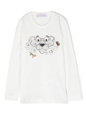 Monnalisa t-shirt Pink Panther à manches longues - Blanc