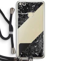 Zwart marmer: Huawei Ascend P10 Lite Transparant Hoesje met koord