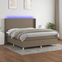 Boxspring met matras en LED stof taupe 180x200 cm