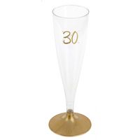 Verjaardag feest champagneglazen - leeftijd - 6x - 30 jaar - goud - kunststof