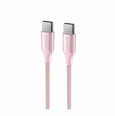 Swissten Gevlochten USB-C naar USB-C kabel - 1.5M - Versie 2.0 - 60W - Roze