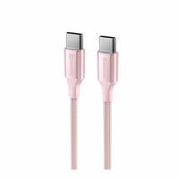 Swissten Gevlochten USB-C naar USB-C kabel - 1.5M - Versie 2.0 - 60W - Roze
