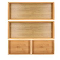 Lade bakjes organiseer set - 4x delig - bamboe hout - opbergsysteem - 30 x 55 cm
