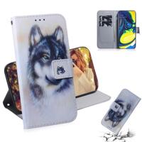 Schilderij patroon gekleurde tekening horizontale Flip lederen draagtas met houder & kaartsleuven & portemonnee voor Galaxy A80/A90 (witte wolf)