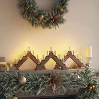 Kerst Kaars Brug met 7 LED 3 pcs Bruin 39.5 x 5 x 29 cm