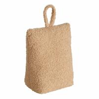 Atmosphera Deurstopper gewicht - 1 kg - lichtbruin - pluche/teddy stof - 21x10 cm - deur open