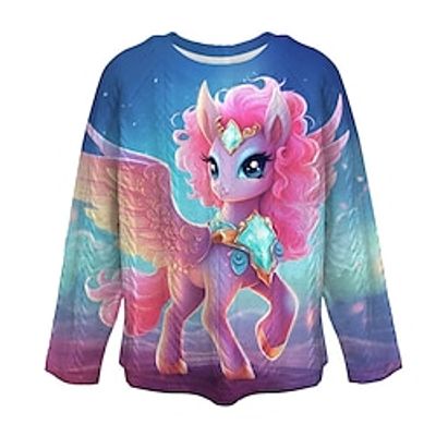 meisjes 3D-eenhoorn trui pullover galaxy lange mouw 3D-print herfst winter actief mode schattig polyester kinderen 3-12 jaar ronde hals buiten casual dagelijks normale pasvorm Lightinthebox