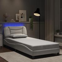 Bedframe met LED-verlichting kunstleer wit 90x200 cm