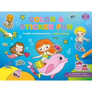 Deltas kleur- en stickerboek Fun junior 28 x 24 cm oranje