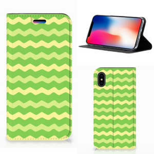 Apple iPhone X | Xs Hoesje met Magneet Waves Green