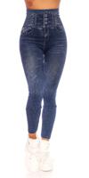 Trendy hoge taille jeanslook leggings blauw