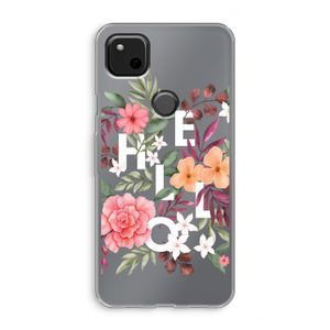 Hello in flowers: Google Pixel 4a Transparant Hoesje