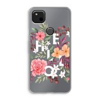 Hello in flowers: Google Pixel 4a Transparant Hoesje