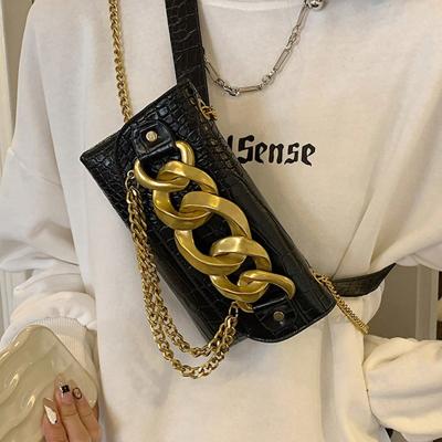 Women's Crocodile Print Mini Crossbody Bag - Black PU Leather