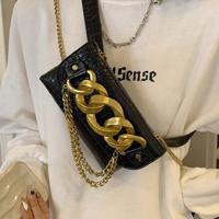 Women's Crocodile Print Mini Crossbody Bag - Black PU Leather