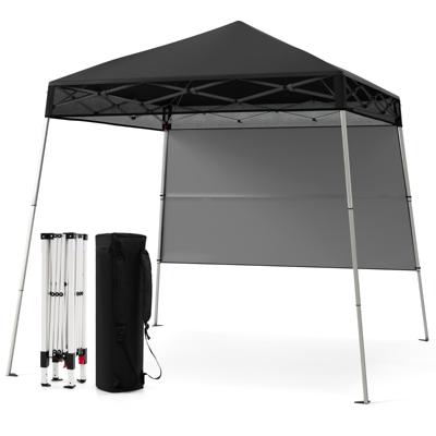 Paviljoen 2x2 m Pop-up Vouwpaviljoen Hoogte Verstelbaar met Zijwand & Grondhaak Waterdicht & Zonbescherming Partytent Zwart