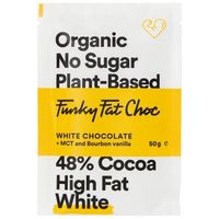 Funky Fat Choc Biologische White Chocolate + MCT And Bourbon Vanilla 50 Gram - thumbnail