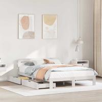 Bedframe zonder matras massief grenenhout wit 140x200 cm