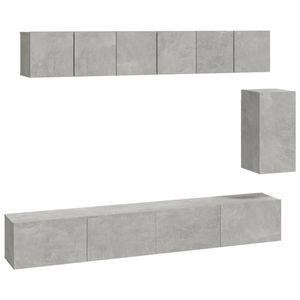 The Living Store TV-meubelset betongrijs - 3x 60x30x30cm - 1x 30.5x30x60cm - 2x 100x30x30cm