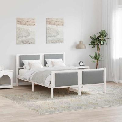 Bedframe met hoofdeinde Lichtgrijs 140 x 190 cm Stof Bedframe met hoofdeinde Lichtgrijs 140 x 190 cm Stof